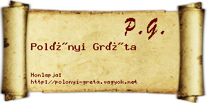 Polónyi Gréta névjegykártya